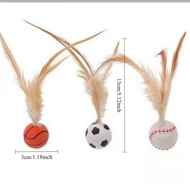 Self-Entertainment Feather Bouncy Balls Interactive Pet Toy