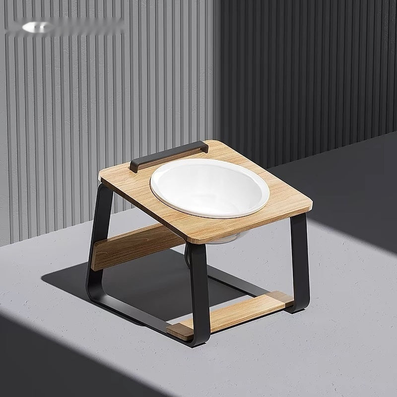 Ceramic Double Bowl Pet Feeding Stand Spine Support