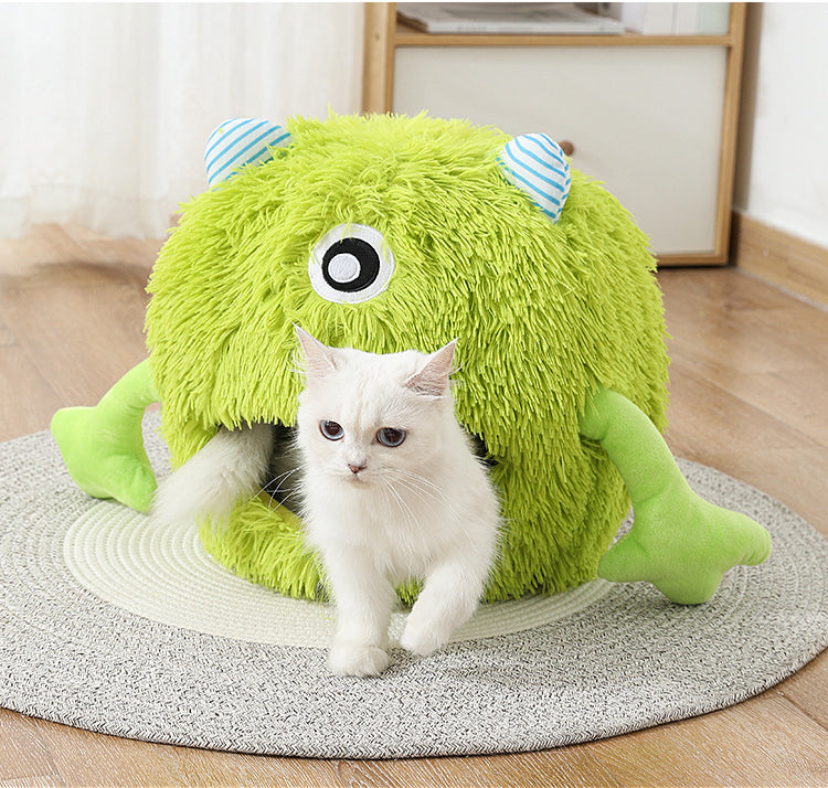 Machine Washable Fluffy Round Pet Calming Bed Non Slip Cushion