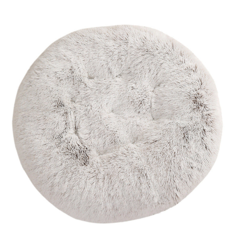 Round Plush Pet Bed Warm Sleeping Mat House