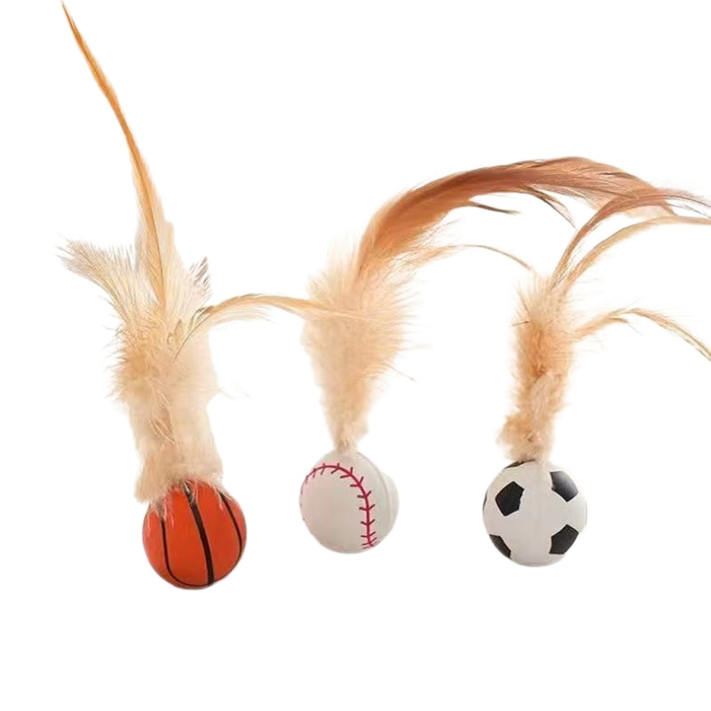 Self-Entertainment Feather Bouncy Balls Interactive Pet Toy