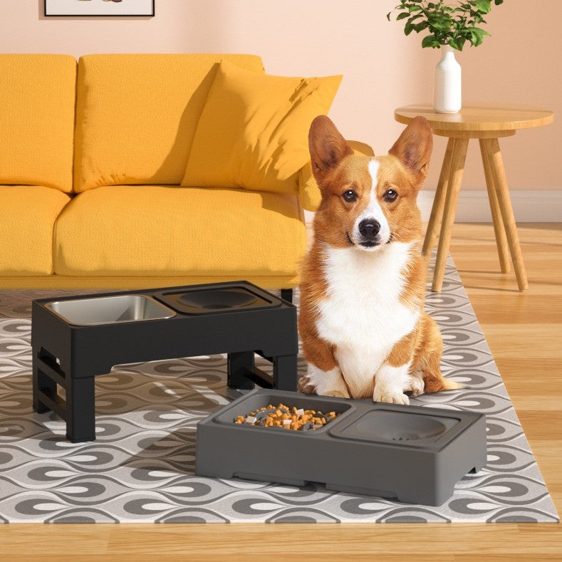 Adjustable Height Pet Double Bowl Stand Feeder Set